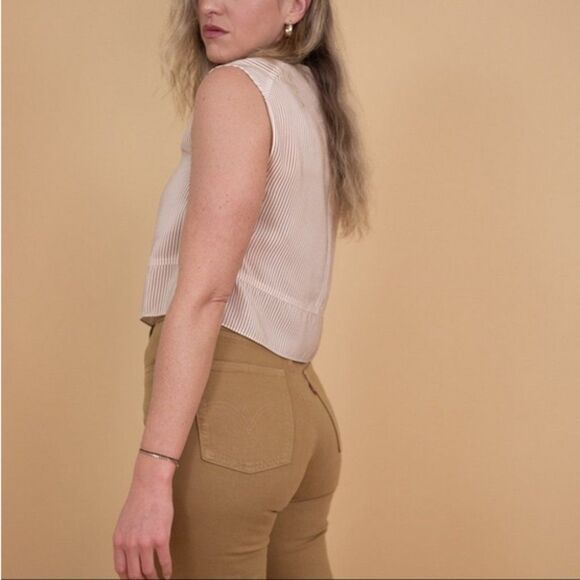 Rag and Bone Striped Silk Sleeveless Top in Tan / White - Picture 2 of 10